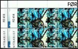 FRIMÆRKER FÆRØERNE | 2002 | AFA 415,416 | Norden frimærker - 5,00 + 6,00 kr. flerfarvet i marginal 4-blokke - Postfrisk